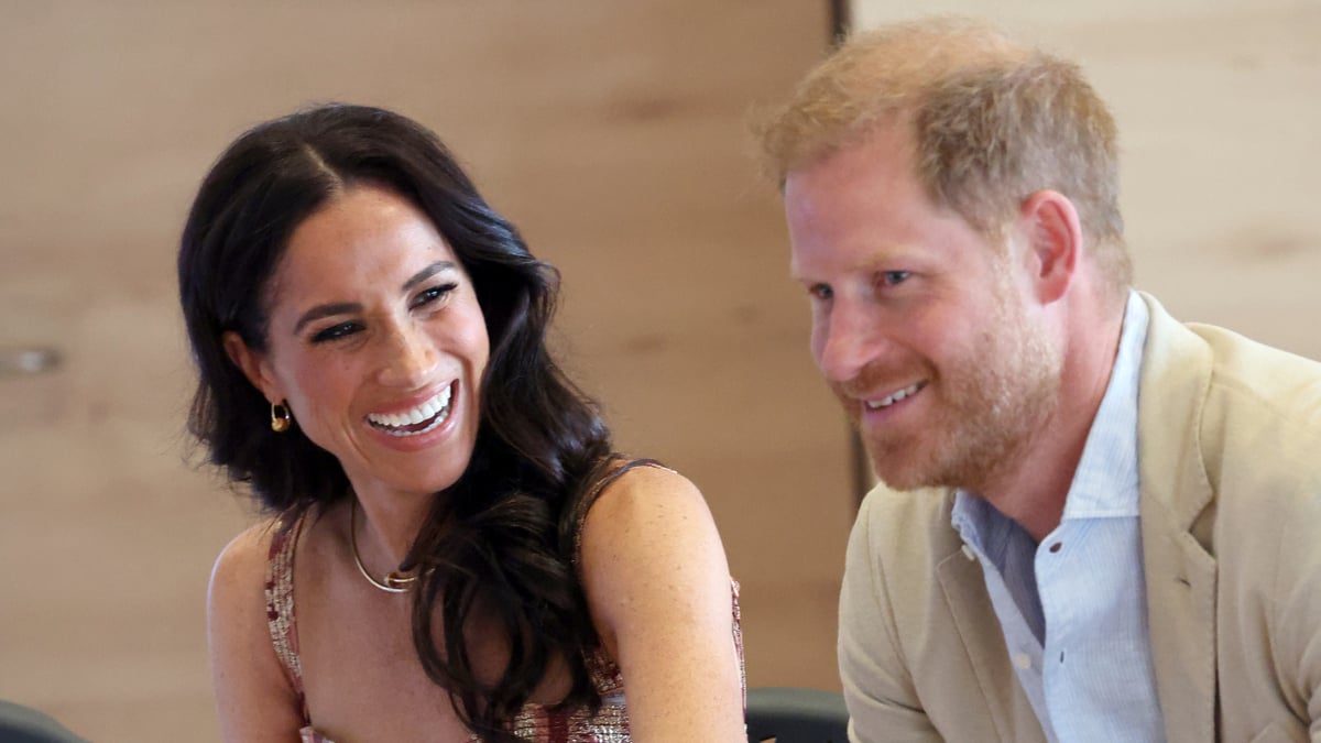 BOGOTA, COLOMBIA - AUGUST 15: Meghan, Duchess of Sussex and Prince Harry, Duke of Sussex are seen at Centro Nacional de las Artes Delia Zapata during The Duke and Duchess of Sussex's Colombia Visit on August 15, 2024 in Bogota, Colombia.