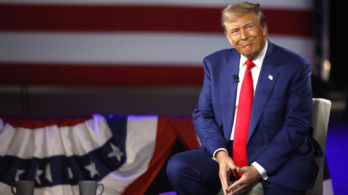 Republican presidential nominee, former U.S. President Donald Trump participates in a Fox News Town Hall with Sean Hannity at the New Holland Arena on September 04, 2024 in Harrisburg, Pennsylvania. Trump and Democratic presidential nominee