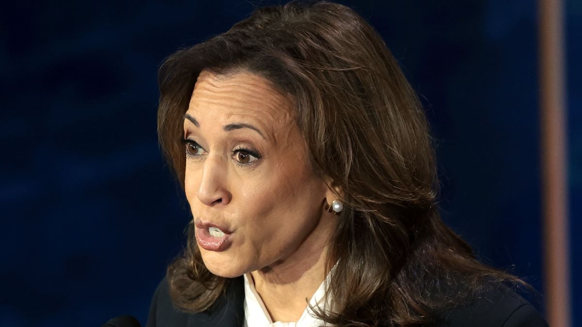 Democratic presidential nominee, U.S. Vice President Kamala Harris, debates Republican presidential nominee, former U.S. president Donald Trump, for the first time during the presidential election campaign at The National Constitution Center on September 10, 2024 in Philadelphia, Pennsylvania. After earning the Democratic Party nomination following President Joe Biden’s decision to leave the race, Harris faced off with Trump in what may be the only debate of the 2024 race for the White House. (Photo by Win McNamee/Getty Images)