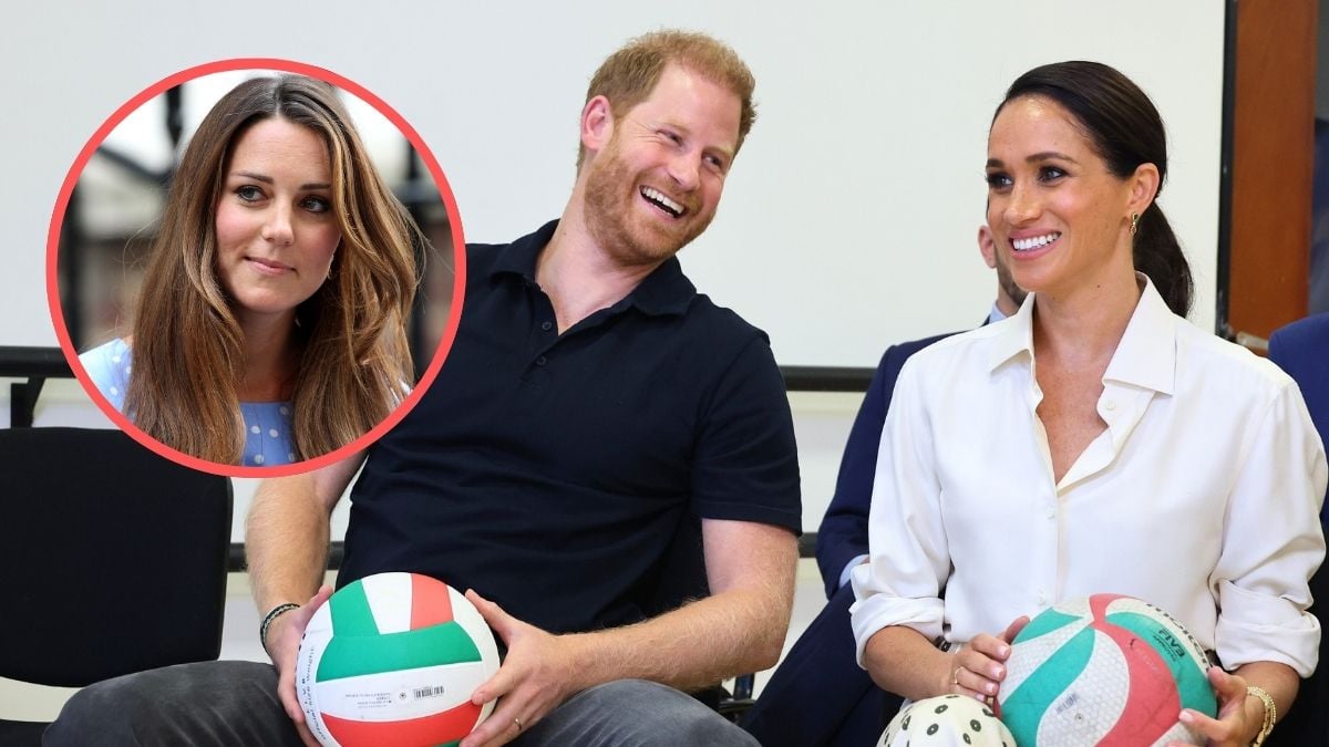 Prince Harry, Duke of Sussex and Meghan, Duchess of Sussex are seen at a Training Session with Invictus Games Team Colombia at the Centro de Rehabilitación Inclusiva during The Duke and Duchess of Sussex's Colombia Visit on August 16, 2024 in Bogota, Colombia/Catherine, Duchess of Cambridge departs The Lindo Wing with her newborn son at St Mary's Hospital on July 23, 2013 in London, England.