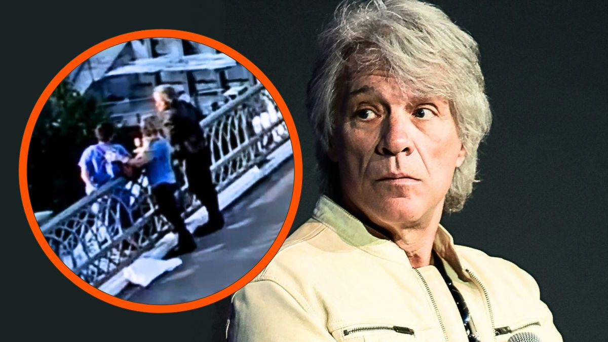 Jon Bon Jovi is seen helping a woman return to safety on a Nashville bridge.