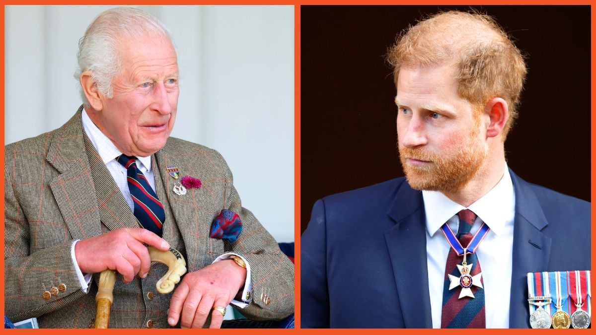 King Charles III (wearing a Royal Marines tie) attends The Braemar Gathering 2024 and Prince Harry, Duke of Sussex (wearing a Household Division regimental tie and medals including his Knight Commander of the Royal Victorian Order cross) attends The Invictus Games Foundation 10th Anniversary Service