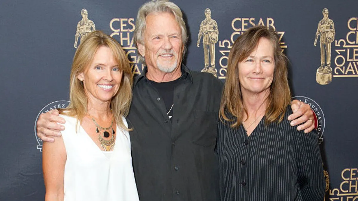 LOS ANGELES, CA - MARCH 26: Tracy Kristofferson, Kris Kristofferson and Lisa Meyers arrives at the Cesar Chavez 2015 Legacy Awards at Westin Bonaventure Hotel on March 26, 2015 in Los Angeles, California. (Photo by Leon Bennett/WireImage) 