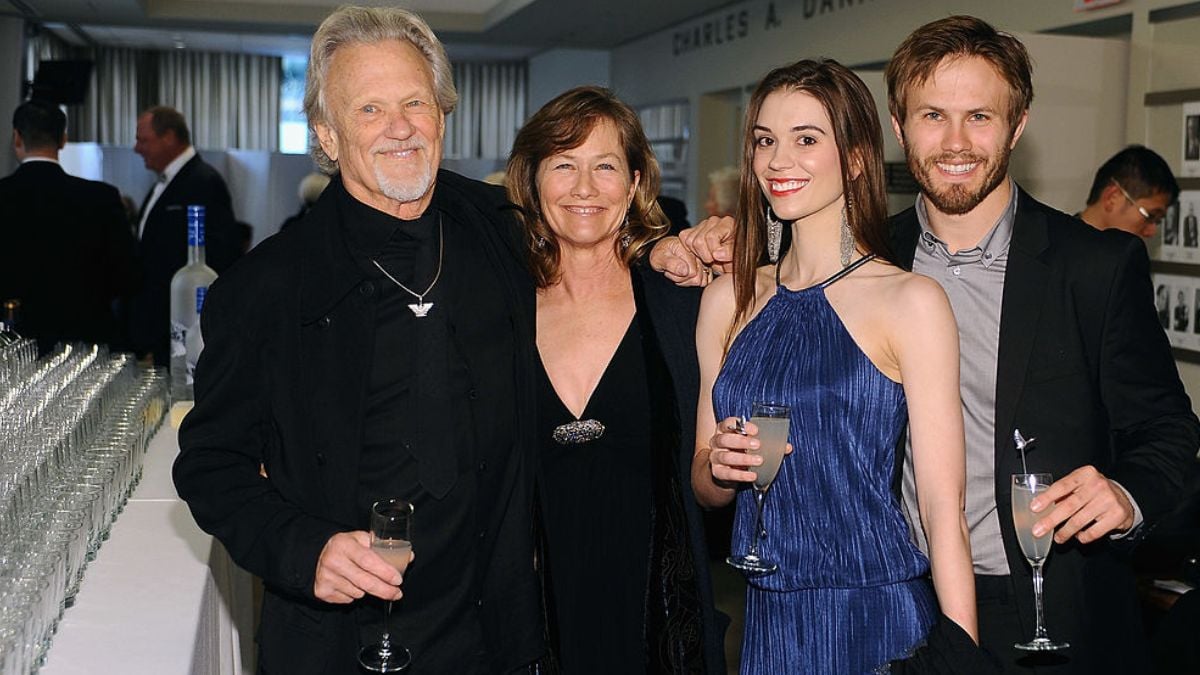 NEW YORK, NY - APRIL 22: (L-R) Musician Kris Kristofferson, Lisa Kristofferson, Kimberly Alexander and Jesse Kristofferson attend the Grey Goose cocktail reception of The Film Society of Lincoln Center's 40th Chaplin Award Gala at Avery Fisher Hall, Lincoln Center on April 22, 2013 in New York City. (Photo by Stefanie Keenan/Getty Images for GREY GOOSE) 