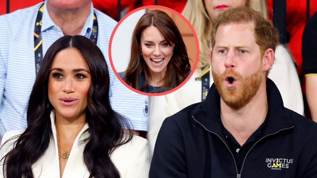 Meghan, Duchess of Sussex and Prince Harry, Duke of Sussex watch the sitting volley ball competition on day 2 of the Invictus Games 2020 at Zuiderpark on April 17, 2022 in The Hague, Netherlands/Catherine, Princess Of Wales attends the opening of Evelina London's new children's day surgery unit on December 05, 2023 in London, England.