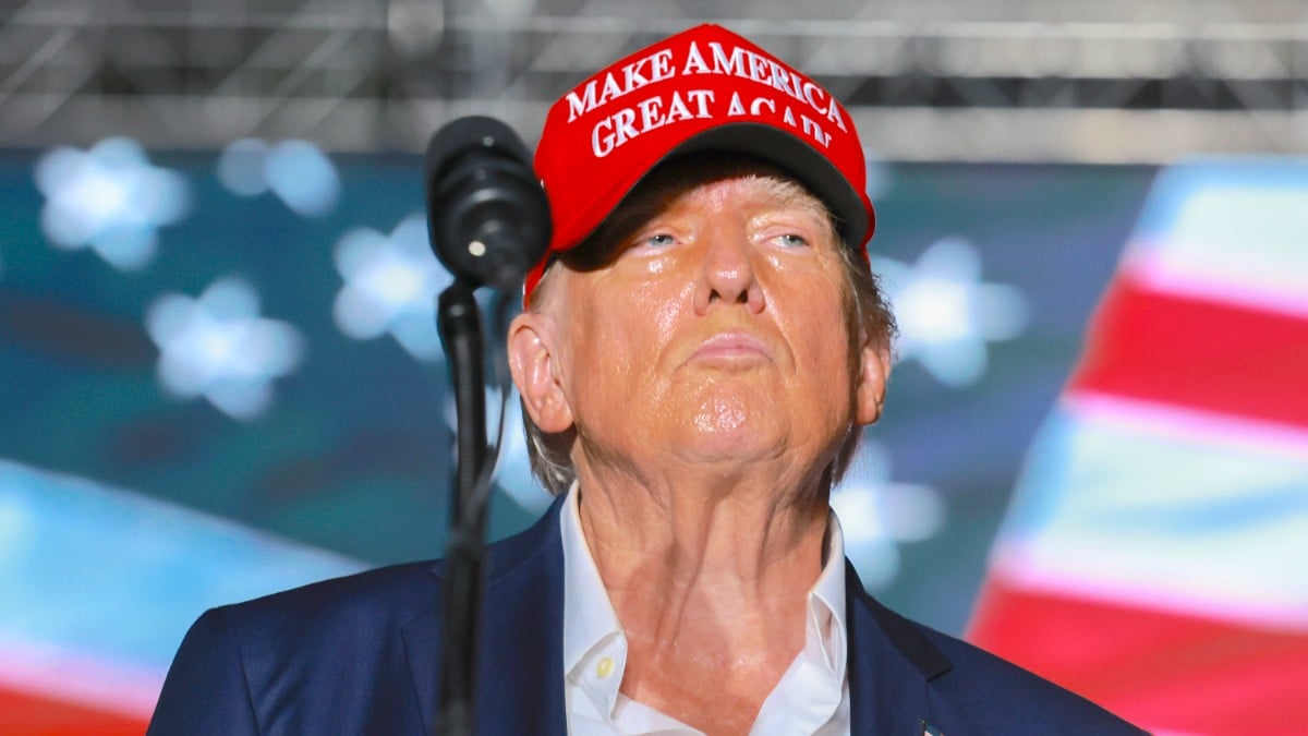 President Donald Trump speaks at a campaign rally at the Trump National Doral Golf Club