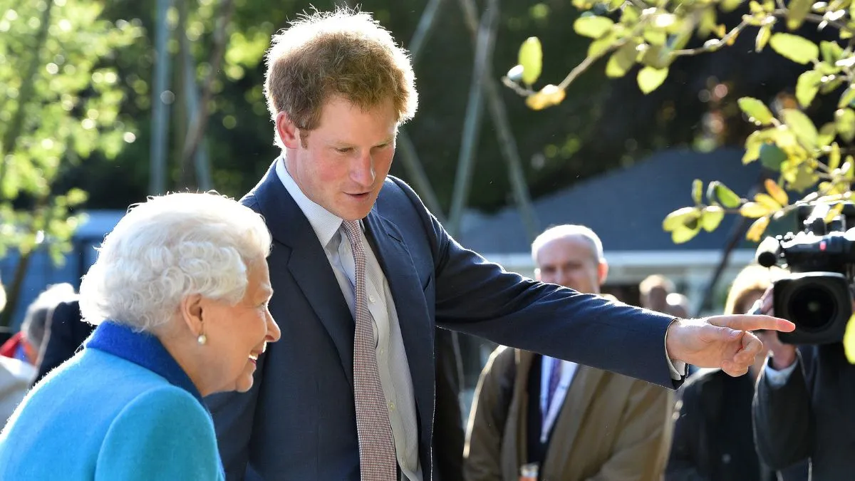 Queen Elizabeth II and Prince Harry attend at the annual Chelsea Flower show at Royal Hospital Chelsea on May 18, 2015 in London, England. (Photo by Julian Simmonds - WPA Pool / Getty Images)