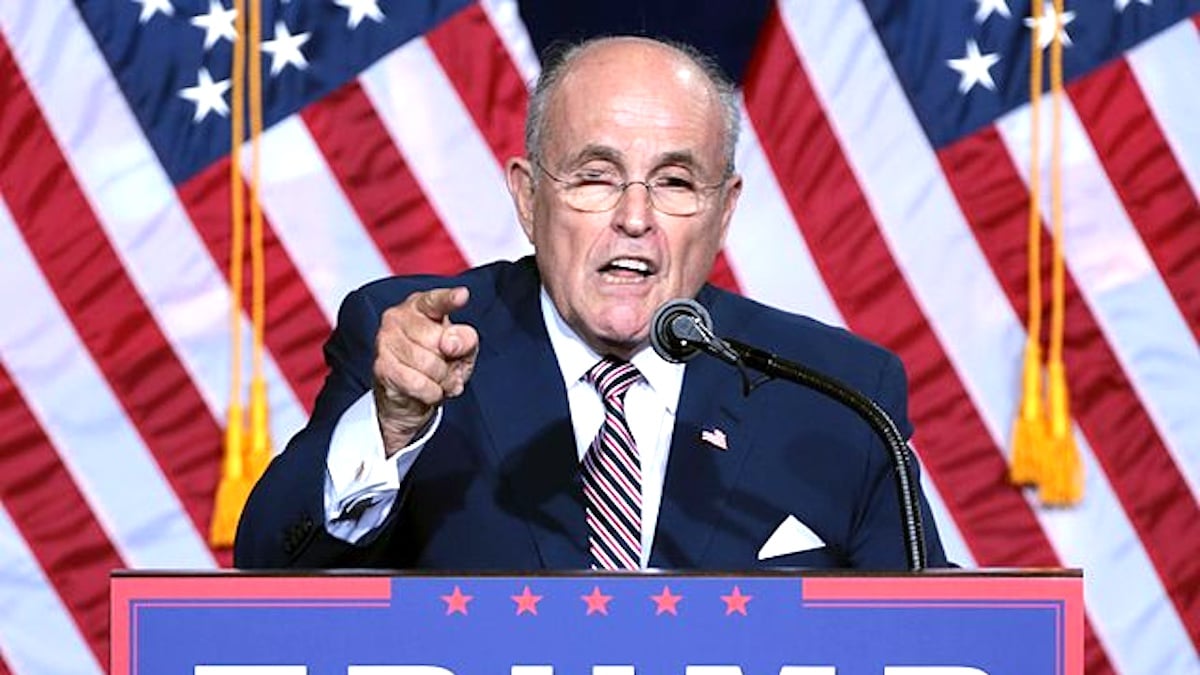 Rudy Giuliani speaks at Trump rally