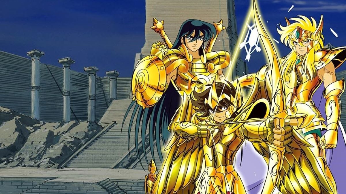 A promotional image for the 'Saint Seiya' anime