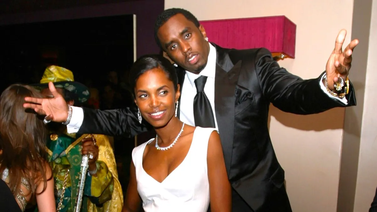 Sean P. Diddy Combs and Kim Porter during The Sean John Party at Lobby at Lobby in New York City