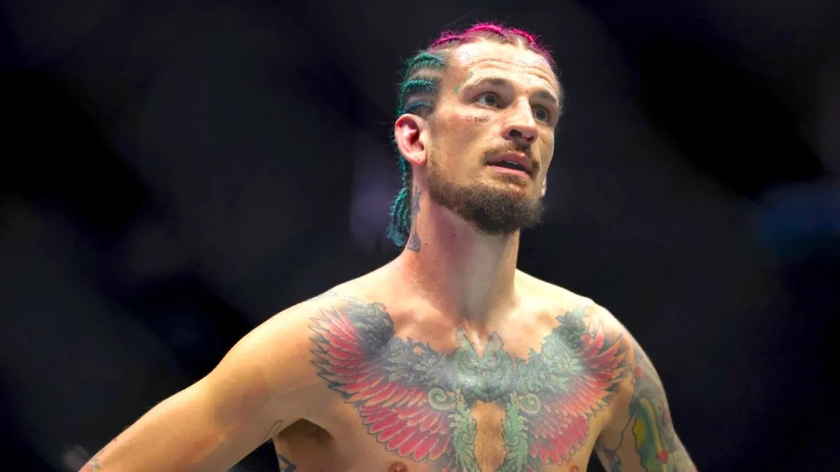 Sean O’Malley of the United States looks on following his fight against Merab Dvalishvili of Georgia