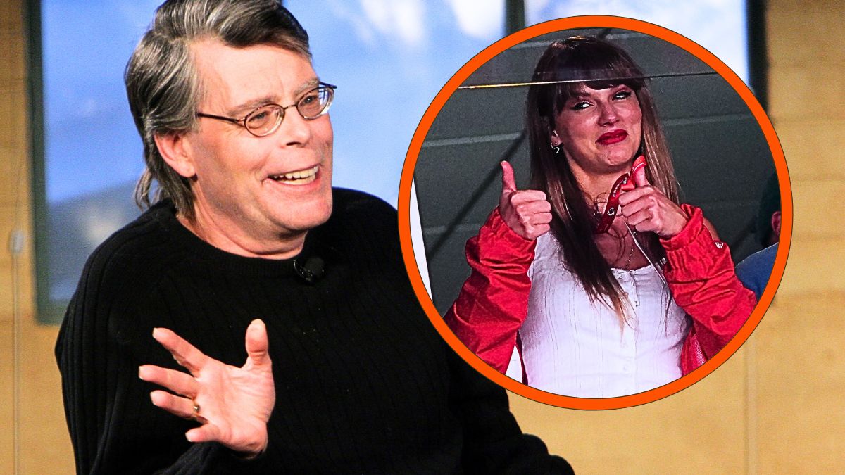 Photo montage of Stephen King and Taylor Swift.