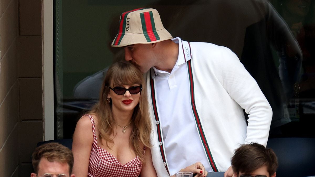 Singer-songwriter Taylor Swift and Travis Kelce of the Kansas City Chiefs attend the Men's Singles Final match between Taylor Fritz of the United States and Jannik Sinner of Italy on Day Fourteen of the 2024 US Open at USTA Billie Jean King National Tennis Center on September 08, 2024 in the Flushing neighborhood of the Queens borough of New York City.