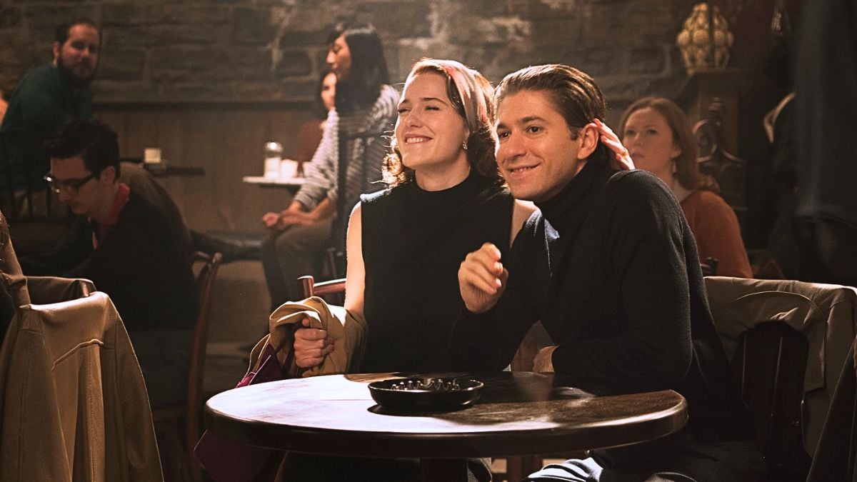 Michael Zegen and Rachel Brosnahan in 'The Marvelous Mrs. Maisel'.