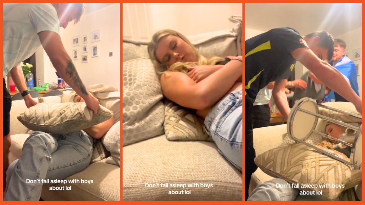 'Never sleep around friends': Jenga masters construct a masterpiece around their friend when she dares to fall asleep first