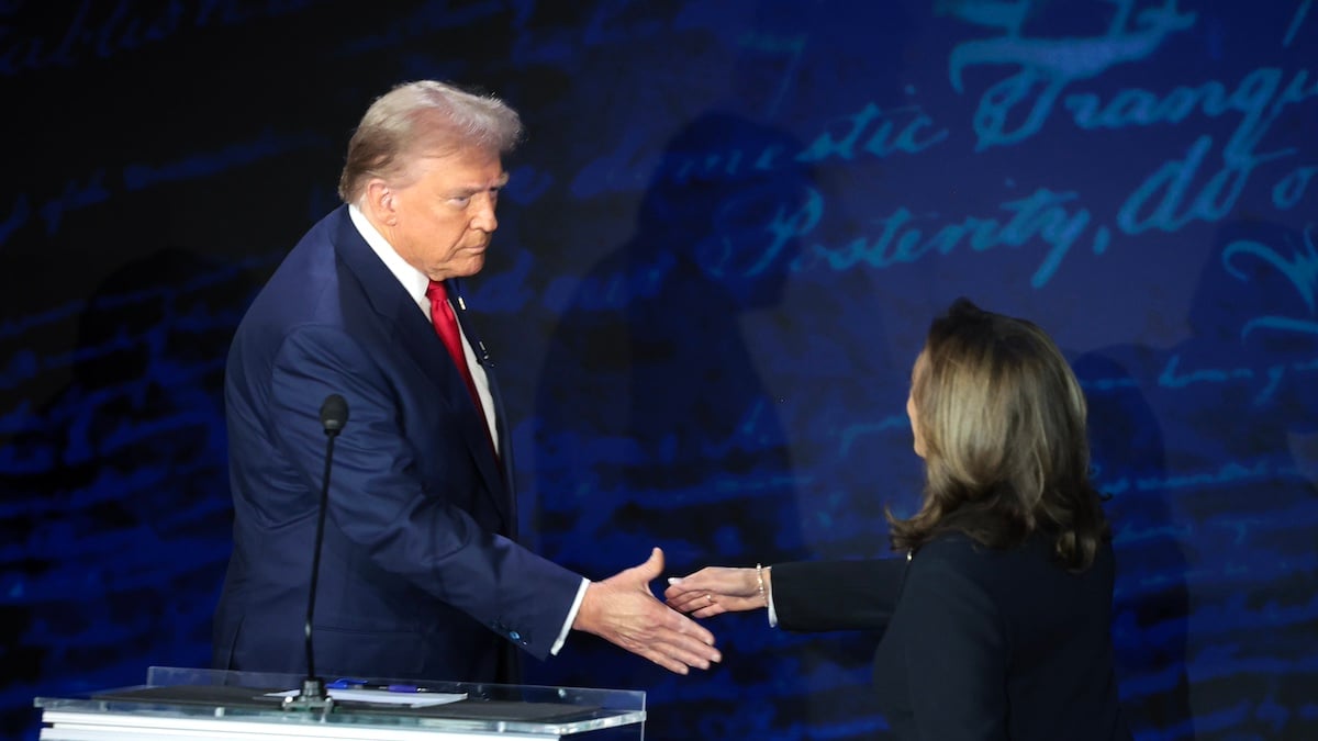 Trump Harris debate handshake