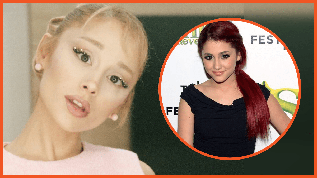 Ariana Grande Instagram image and Grande press picture composite.