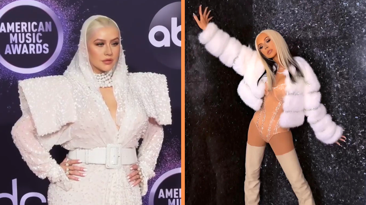 Side-by-side of plump vs skinny Christina Aguilera