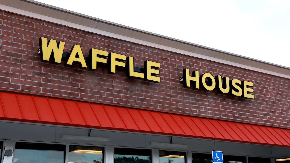 Waffle House restaurant logo on building