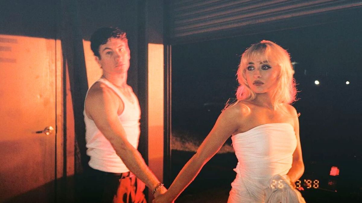 Sabrina Carpenter and Barry Keoghan BTS from "Please Please Please"