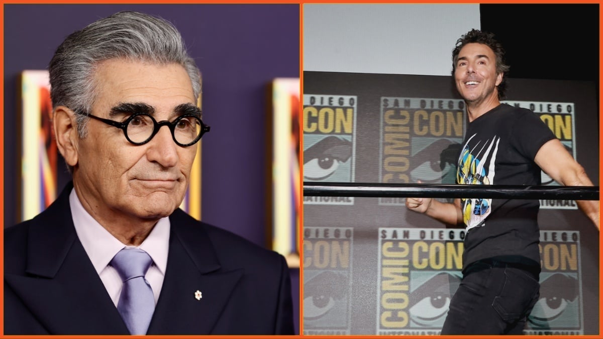 LEFT: LOS ANGELES, CALIFORNIA - SEPTEMBER 15: Eugene Levy attends the 76th Primetime Emmy Awards at Peacock Theater on September 15, 2024 in Los Angeles, California RIGHT: SAN DIEGO, CALIFORNIA - JULY 25: Shawn Levy speaks onstage during "Marvel Studios: The Ultimate Deadpool & Wolverine Celebration Of Life" panel during 2024 Comic-Con International at San Diego Convention Center on July 25, 2024 in San Diego, California.