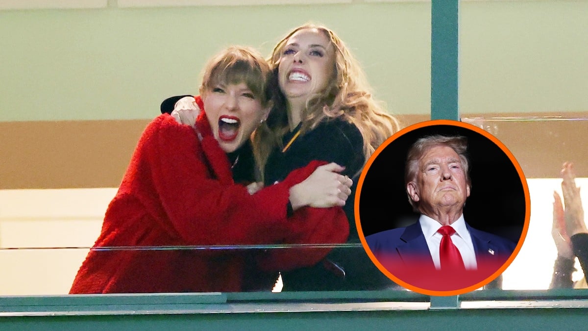 Taylor Swift with Brittany Mahomes and Donald Trump Getty