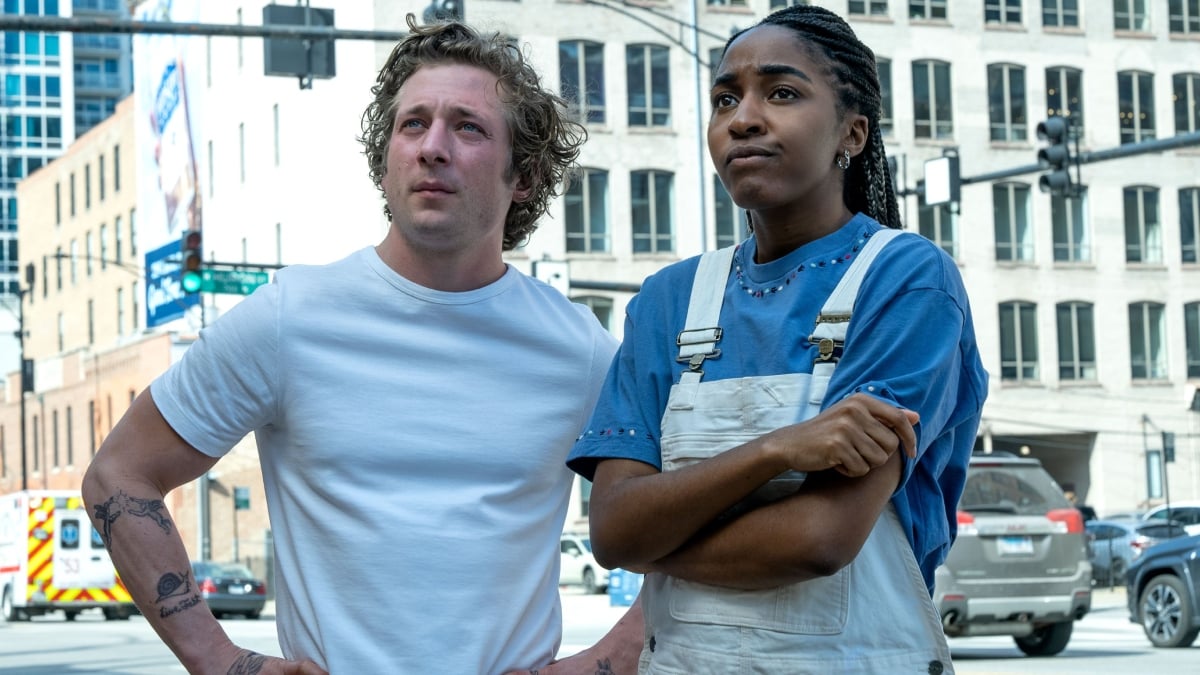 Jeremy Allen White as Carmy and Ayo Edebiri as Sydney in The Bear