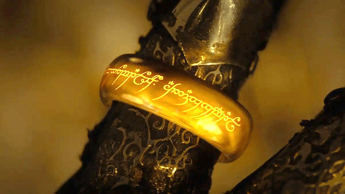 The One Ring on Sauron's finger in 'The Fellowship of the Ring'