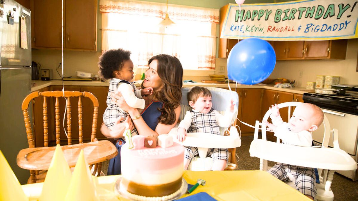 Mandy Moore's Rebecca celebrating the Big Three's birthday in This Is Us