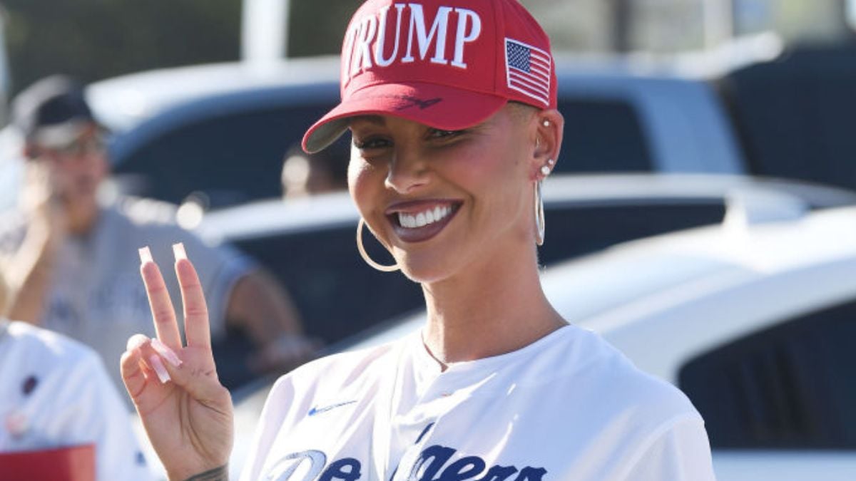 LOS ANGELES, CA - OCTOBER 25: Amber Rose is seen arriving at the World Series game between the Los Angeles Dodgers and the New York Yankees on October 25, 2024 in Los Angeles, California. (Photo by MEGA/GC Images)