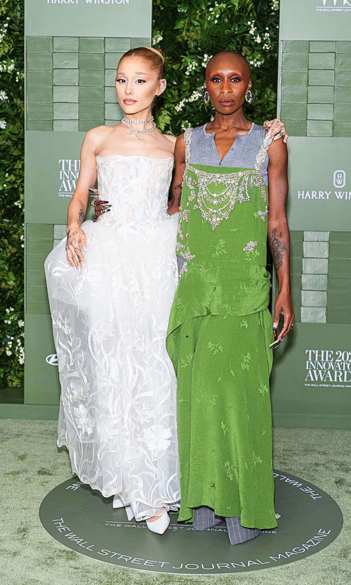 Ariana Grande (L) and Cynthia Erivo attend the 2024 WSJ Innovators Awards at Museum of Modern Art on October 29, 2024 in New York City.