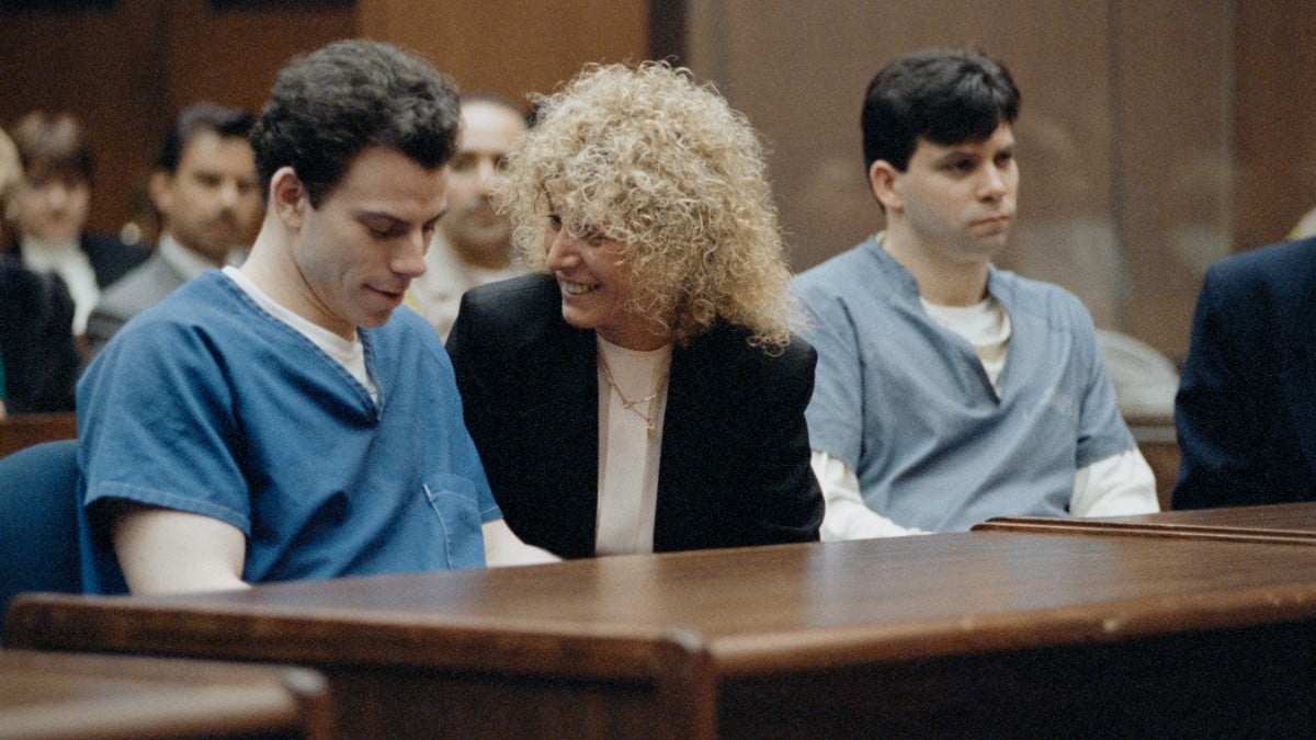 Erik Menendez with his attorney Leslie Abramson and his brother Lyle Menendez