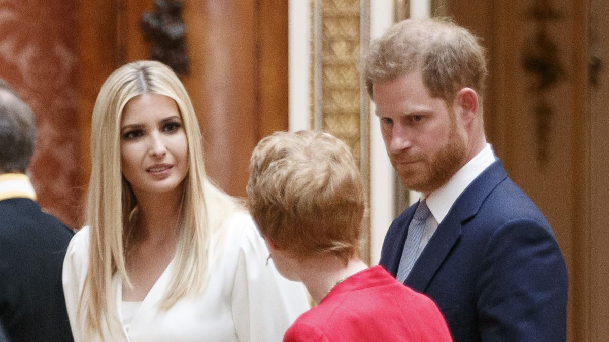 Ivanka Trump (L), daughter of US President Donald Trump, and Britain's Prince Harry, Duke of Sussex, (R) view American items in the Royal collection at Buckingham Palace on June 3, 2019 in London, England. President Trump's three-day state visit will include lunch with the Queen, and a State Banquet at Buckingham Palace, as well as business meetings with the Prime Minister and the Duke of York, before travelling to Portsmouth to mark the 75th anniversary of the D-Day landings. (Photo by Tolga Akmen - WPA Pool/Getty Images)