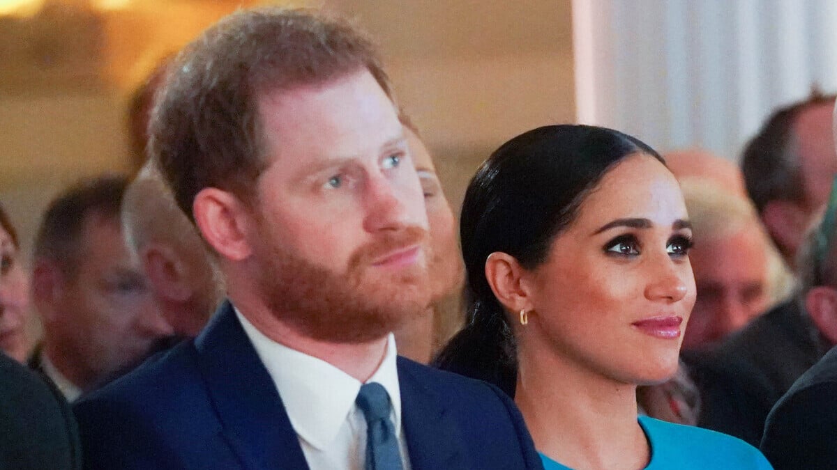 LONDON, ENGLAND - MARCH 05: Prince Harry, Duke of Sussex and Meghan, Duchess of Sussex sitting next to Ross Kemp cheer on a wedding proposal as they attend the annual Endeavour Fund Awards at Mansion House on March 5, 2020 in London, England.