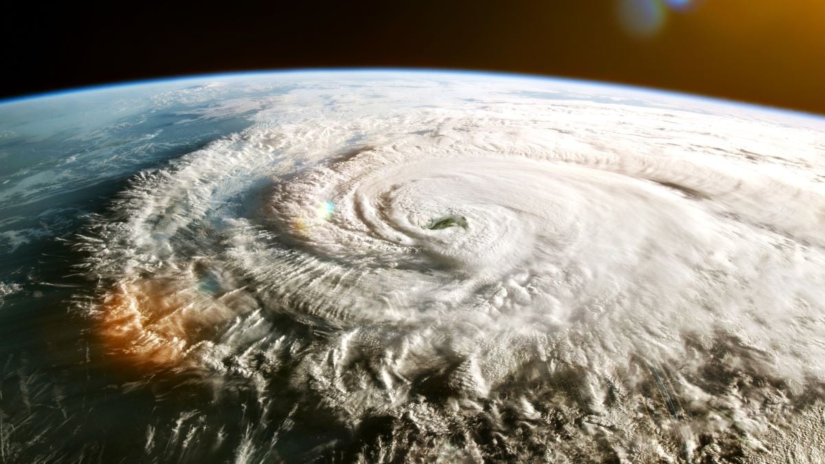 Satellite image of a tropical storm - hurricane or cyclone or typhoon. Elements of this image furnished by NASA.