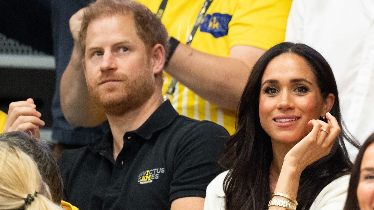 Prince Harry, Duke of Sussex and Meghan, Duchess of Sussex attend the Wheelchair Basketball preliminary match between Ukraine and Australia during day four of the Invictus Games Düsseldorf 2023 on September 13, 2023 in Duesseldorf, Germany. (Photo by Samir Hussein/WireImage)