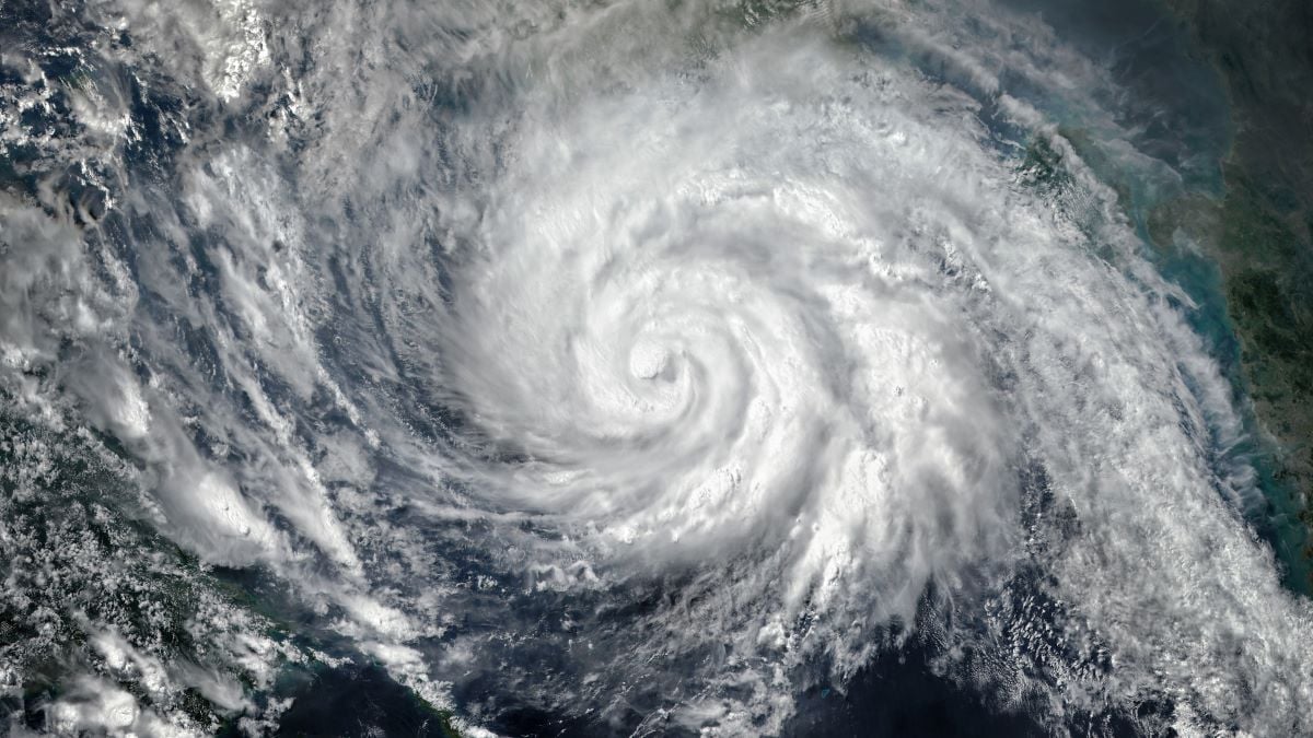 Super Typhoon, tropical storm, cyclone, hurricane, tornado, over ocean. Weather background. Typhoon, storm, windstorm, superstorm, gale moves to the ground. Elements of this image furnished by NASA.