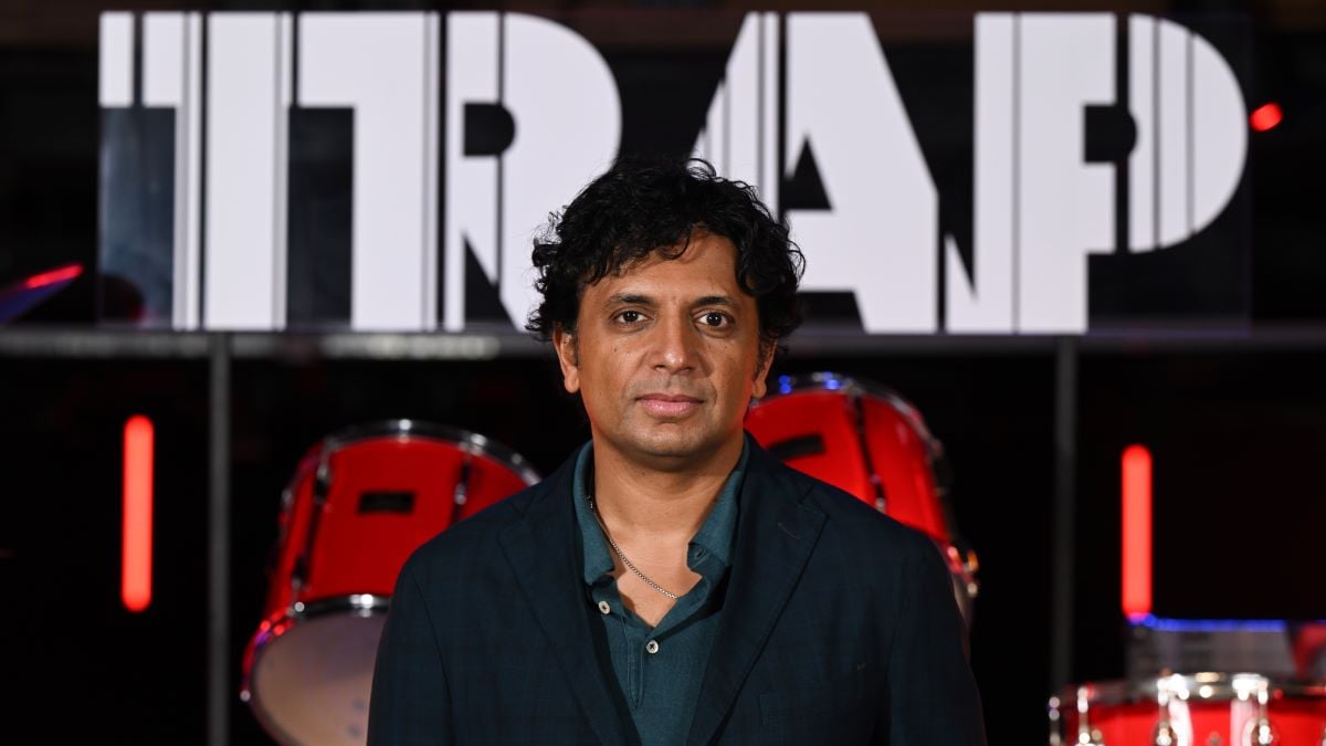 M. Night Shyamalan attends the "Trap" photocall at The O2 Arena on July 29, 2024 in London, England. (Photo by Jeff Spicer/Getty Images for Warner Bros. Pictures )