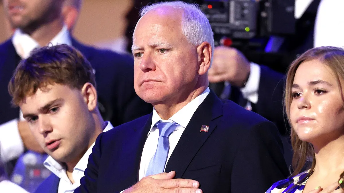 Gus Walz, Democratic vice presidential candidate Minnesota Gov. Tim Walz and Hope Walz attend the final day of the Democratic National Convention at the United Center on August 22, 2024 in Chicago, Illinois.