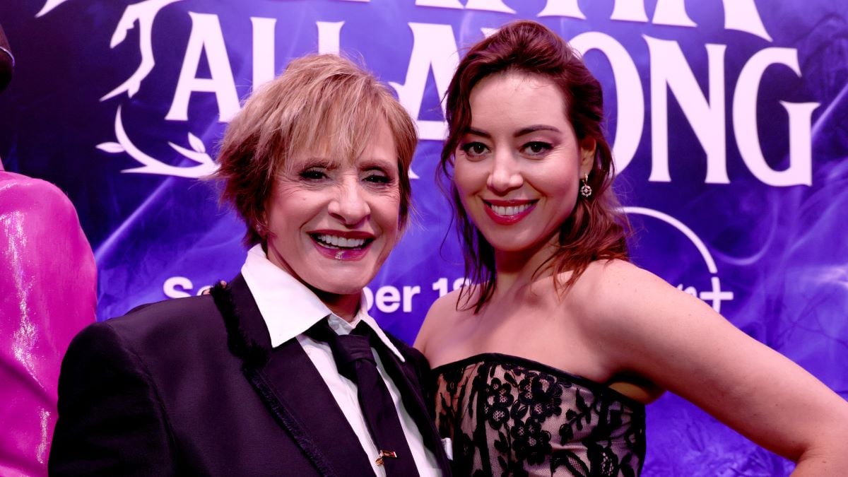 Patti LuPone and Aubrey Plaza attend the launch event for Marvel Television's Agatha All Along at El Capitan Theatre in Hollywood, California on September 16, 2024. (Photo by Rodin Eckenroth/Getty Images for Marvel)