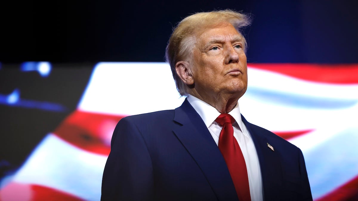 ZEBULON, GEORGIA - OCTOBER 23: Republican presidential nominee, former U.S. President Donald Trump looks on during a roundtable with faith leaders at Christ Chapel on October 23, 2024 in Zebulon, Georgia. Trump is campaigning across Georgia today as he and Democratic presidential nominee, U.S. Vice President Kamala Harris attempt to win over swing state voters.