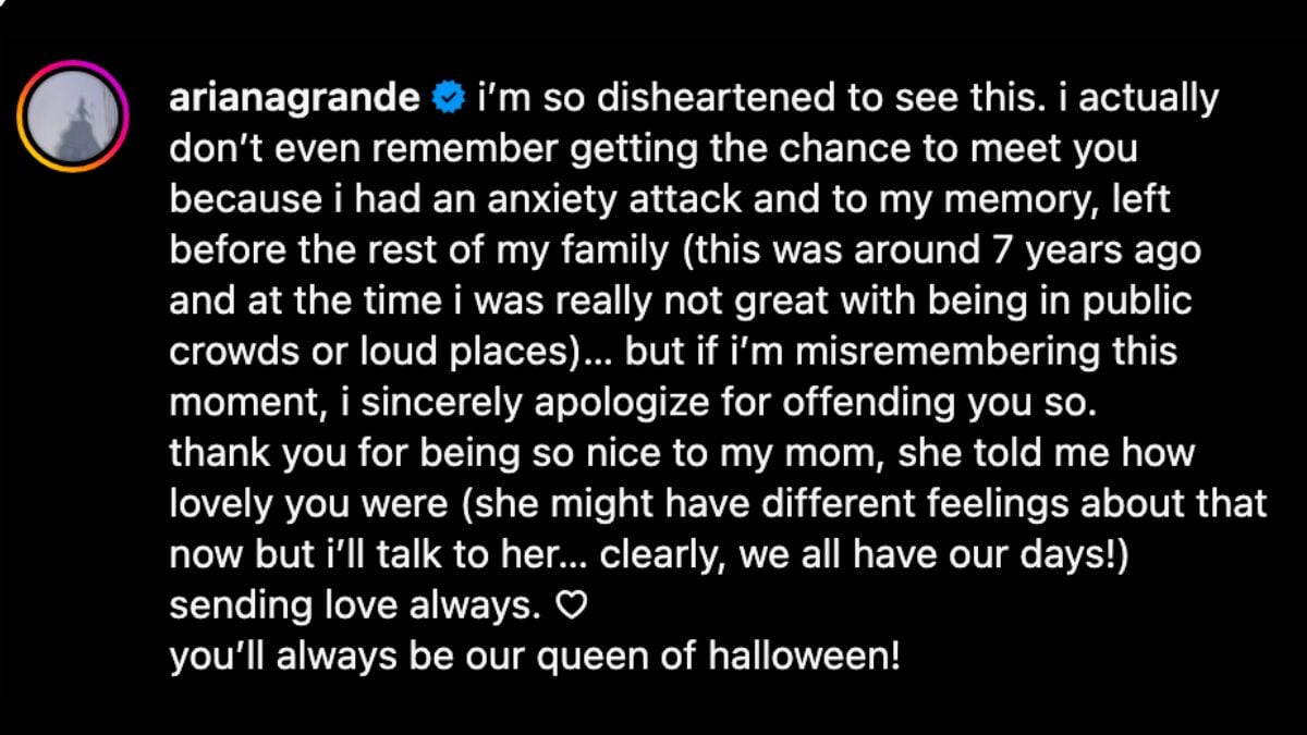 Ariana Grande response Elvira