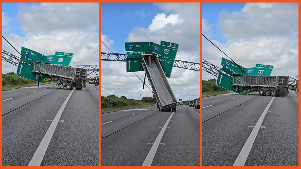 'Sir you can't park there': An interstate is officially down two signs and then some after big rig goes rogue