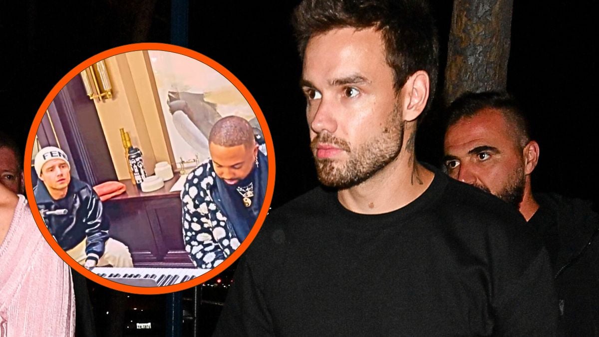 Photo montage of Liam Payne in the studio with producer Sam Pounds and Liam Payne out and about in Los Angeles in June 2024.