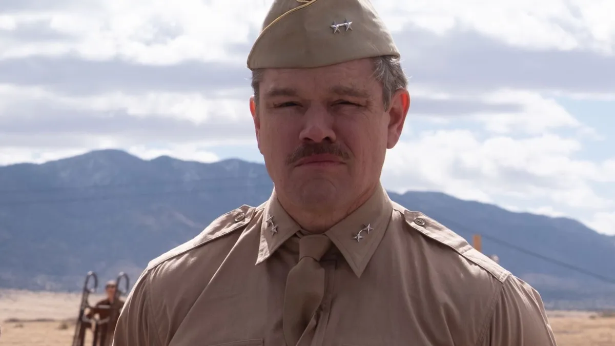 Matt Damon as Leslie "Dick" Groves oversees the Manhattan Project