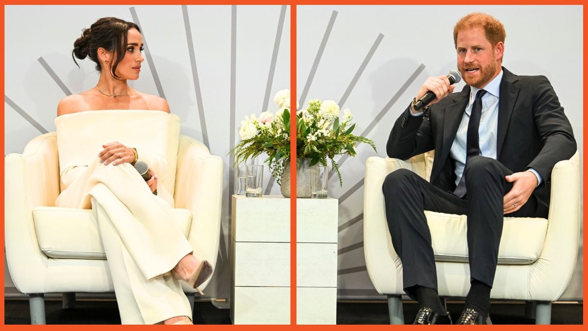 Meghan, Duchess of Sussex and Prince Harry, Duke of Sussex speak onstage at The Archewell Foundation Parents’ Summit: Mental Wellness in the Digital Age during Project Healthy Minds' World Mental Health Day Festival 2023 at Hudson Yards on October 10, 2023 in New York City. (Photo by Bryan Bedder/Getty Images for Project Healthy Minds)