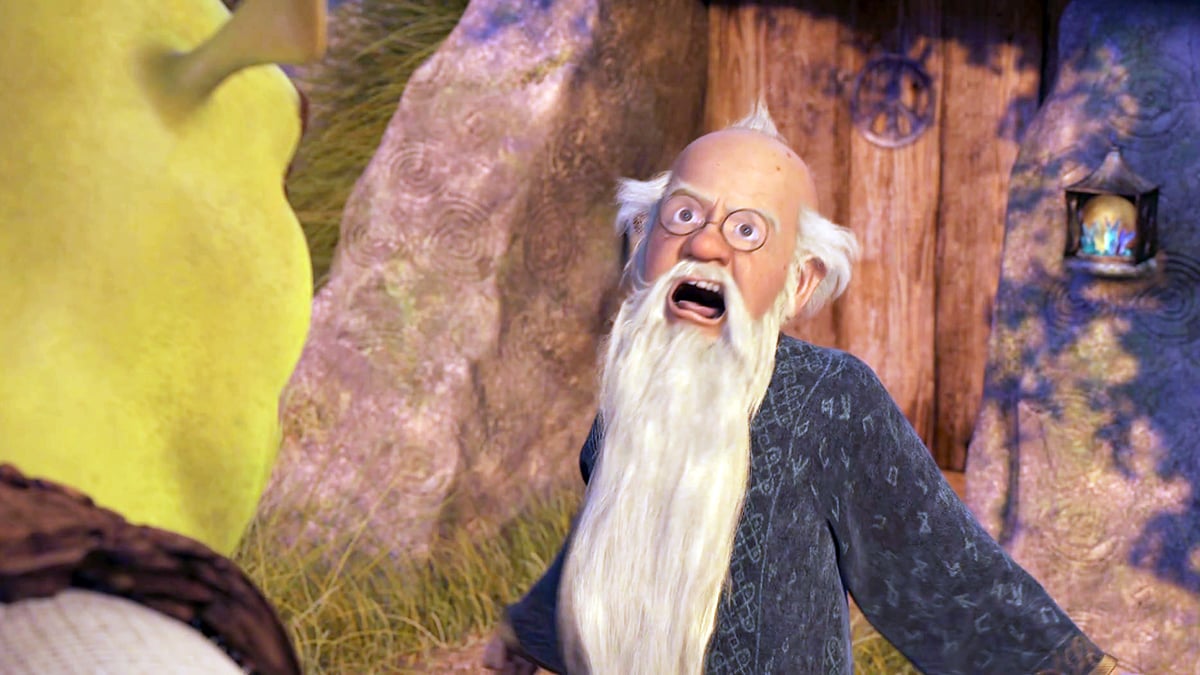 Merlin talking to Shrek