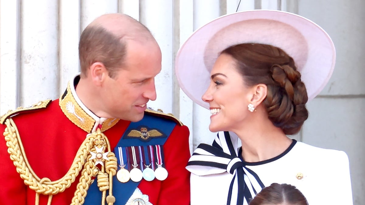 Prince William, Prince of Wales and Catherine, Princess of Wales on the balcony during Trooping the Colour at Buckingham Palace