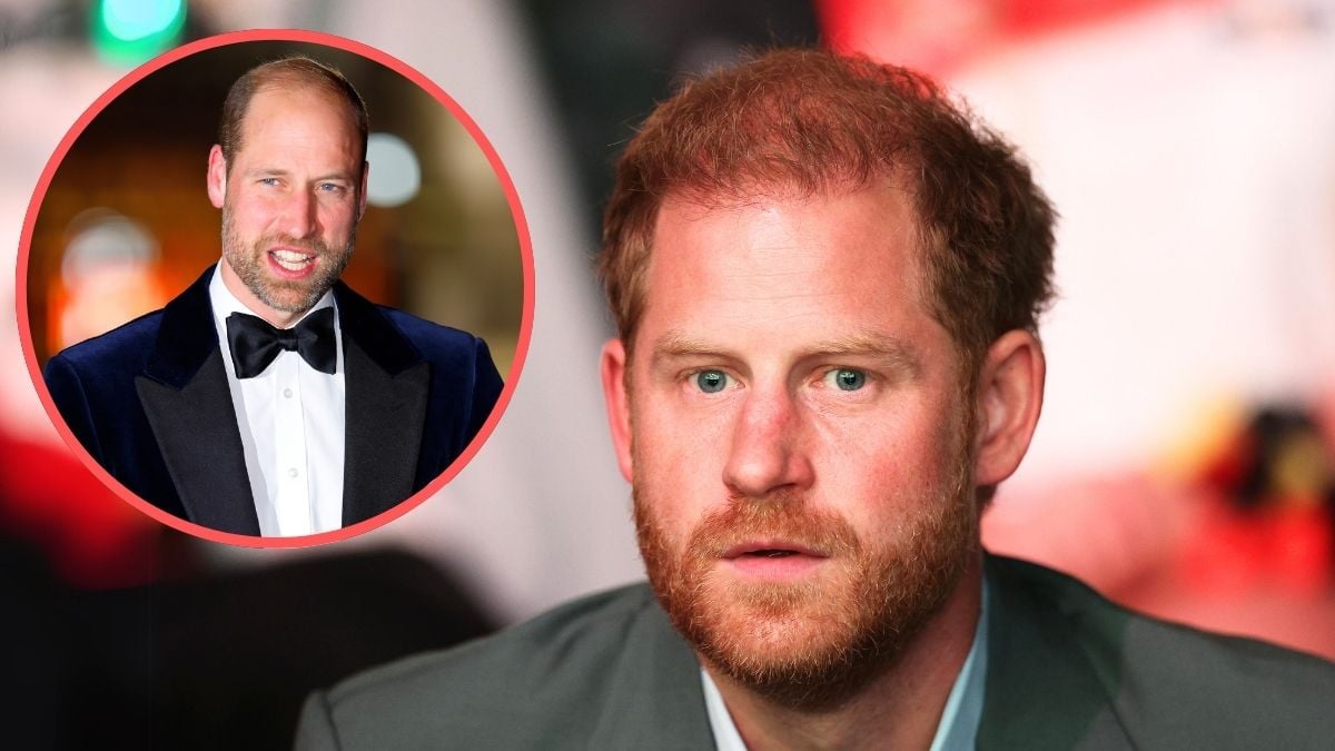 Prince Harry, Duke of Sussex watches the show during the opening ceremony of the Invictus Games Düsseldorf 2023 at on September 09, 2023 in Duesseldorf, Germany. Inset: Prince William, Prince of Wales attends the Centrepoint Awards and Gala Dinner at The British Museum on October 16, 2024 in London, England.