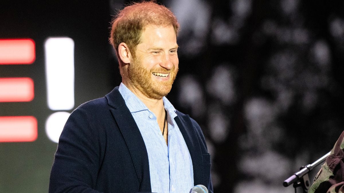 Prince Harry, Duke of Sussex, speaks onstage with First Responders during the One805 Live Fall Concert benefiting First Responders on September 20, 2024 in Carpinteria, California. (Photo by Scott Dudelson/Getty Images)